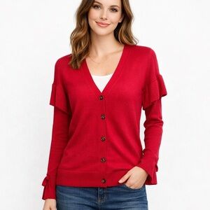 Ann Taylor • Ruffle Sleeve Button Down Cardigan